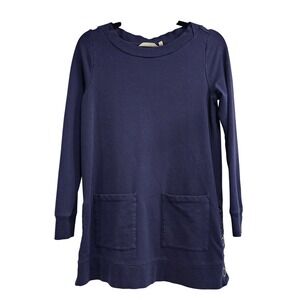 Soft‎ Surroundings Navy Blue Grommet Side tunic Sweatshirt Long Sleeve
